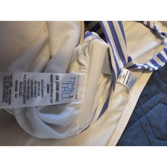 NWOT TIME AND TRU women's SWIMWEAR BIKINI blue/white striped size 3X, 24-26W - Picture 3 of 3